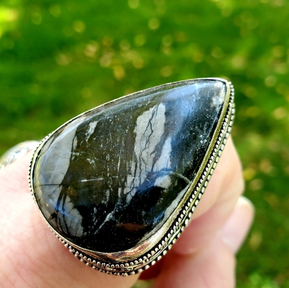 New Oversized Picasso Jasper 925 Silver Statement Ring. - Picture 14 of 16